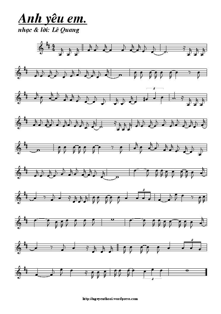 Sheet nhạc Anh Yêu Em 2